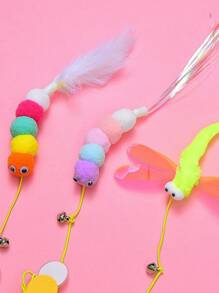 Juguetes para gatos de patrones aleatorios con diseños de gatos de dibujos animados, juguetes con cuerda elástica para gatos, juguetes para gatos de interior, juguetes autojugables para gatos, juguetes colgantes para gatos (hechos de plumas) - Multicolor - Ver 7
