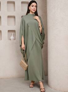Veilorie 女士优雅纯色蝙蝠袖罩衫和裙子阿拉伯风格套装 - 綠色 - 查看 1