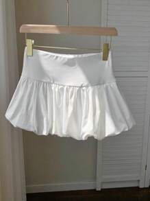 SHEIN EZwear Women's Solid Color Short Blossom Skirt
