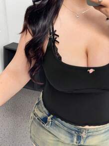 Vibekara Große Größen Sexy Kontrastspitze Bodycon Camisole, Sommer