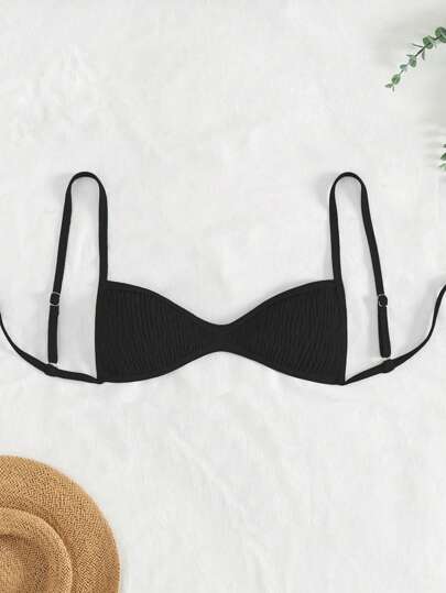 SHEIN Swim Women Summer Beachwear Solid Color Spaghetti Strap Women's Mini Bikini Top