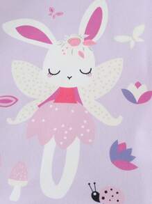 6 Pcs Baby & Baby Girl Rabbit & Flower Print Short Sleeve Top & Shorts Snug Fit Home Outfit Set - Multicolor - View 7