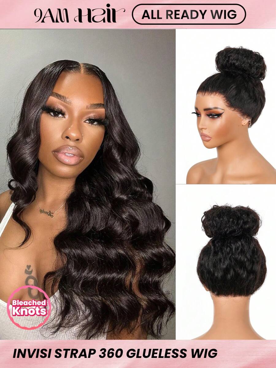 ALL READY WIG Pre-Bleached Pre-Plucked Pre-Cut Lace Melting Lace 360 Glueless Lace Frotnal Wig 100% Human Hair Body Wave 9AM HAIR