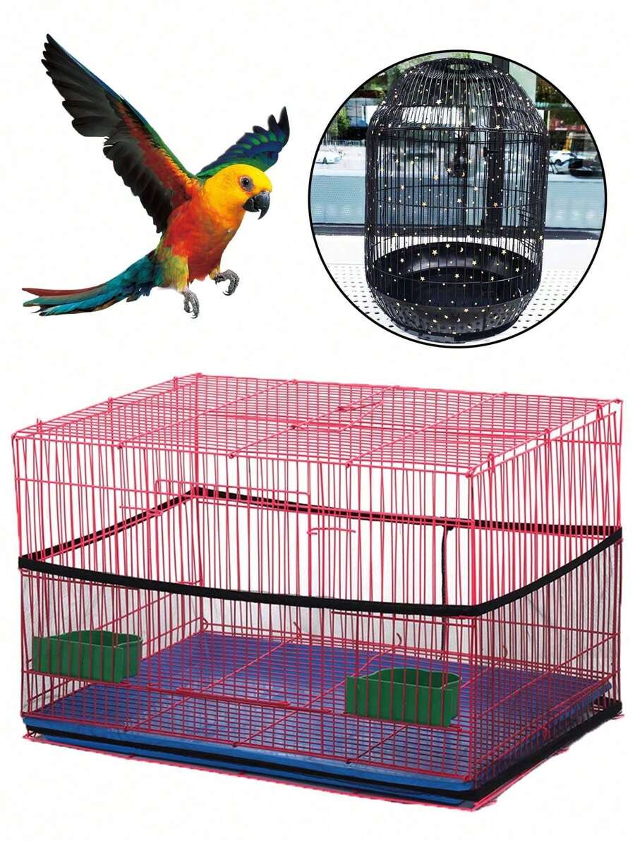 Bird Cage Cover Mesh Sheer Guard For The Prevention Of Dust For Parrot And Bonsai Plant Available In Large, Medium, And Small Sizes - Black - View 1