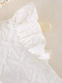 Souflis Souflis 女婴夏季蝴蝶结提花连体衣和遮阳帽套装，可爱公主风连体衣 - 白色 - 查看 4