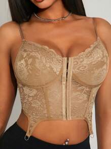 SHEIN SXY Top corto fashion e sexy con spalline in pizzo, schiena scoperta, incrocio di cinturini, camisole asimmetrica sexy