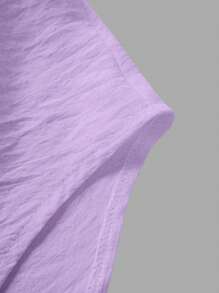 Omancia 褶皱长款纽扣落肩女式衬衫 - 紫色 - 查看 6