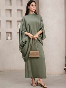 Veilorie 女士优雅纯色蝙蝠袖罩衫和裙子阿拉伯风格套装 - 綠色 - 查看 3