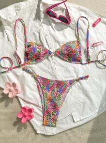 Swim Vcay Women's Casual Vacation Floral Print Bikini Two Pieces Swimsuit For Summer - Multicolor - View 1