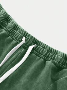 Men's Casual Sports Letter & Star Print Drawstring Waist Sweatpants (Size Runs Large) - Green - View 3