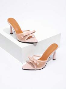CUCCOO CHICEST New Fashionable Versatile Rhinestone Bowknot Strap Stiletto High Heel Sandals - Pink - View 4