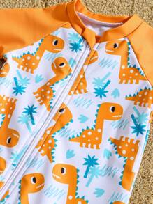 Newborn Zipper One-Piece Swimsuit, Adorable Dinosaur Print Toddler Beach Wear Toddler Boy Beach Clothes Baby Boy Beach Clothes Baby Beach Wear Baby Boy Beach Wear