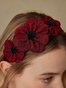 MOTF PREMIUM DIADEMA DECORATIVA FLORAL VERSÁTIL, DIADEMA PARA EL CABELLO - Burdeos - Ver 5