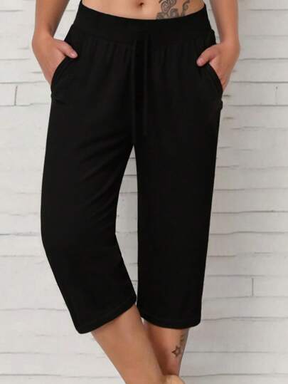 SHEIN LUNE Plus Size Casual Versatile Solid Color Pants