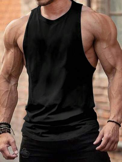 SHEIN Manfinity Dauomo Camiseta casual sencilla de unicolor para hombres, adecuada para el verano