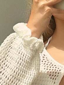 Swim Mod Women's Hollow Floral Lace Knitted Beach Cover Up Coverup For Summer Beach Vacation
