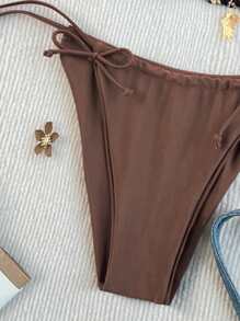 Swim Mod 2pcs Leopard Print Bikini Set, Featuring Spaghetti Strap, Bow Accent, Sexy Design For Women - Multicolor - View 4