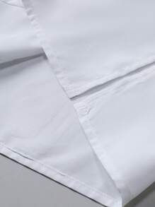 Manfinity Homme Men's Plain Long Sleeve Button Down Pleated Hem Long Shirt - White - View 6