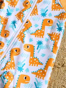Newborn Zipper One-Piece Swimsuit, Adorable Dinosaur Print Toddler Beach Wear Toddler Boy Beach Clothes Baby Boy Beach Clothes Baby Beach Wear Baby Boy Beach Wear