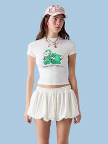 COUREZ Minifalda blanca con volumen estilo Y2K vintage - Blanco - Ver 4
