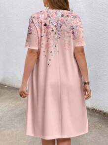 EMERY ROSE Vestido floral degradado elegante informal de talla grande, adecuado para primavera/verano