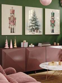 Nutcrackers Set Of 3 Christmas Prints Canvas Poster Holiday Wall Decor Vintage Xmas Printable Christmas Decorations Unframed