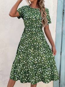 EMERY ROSE Allover Print Ruffle Hem A-Line Dress Maxi Vacation Beach Outfits Women - Multicolor - View 5