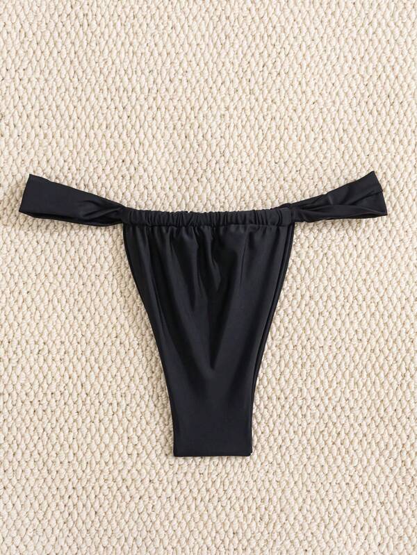 Swim Vcay Damen Einfarbige Rüschen Bikini Hose für Sommer am Strand