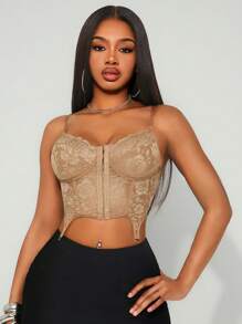 SHEIN SXY Top corto fashion e sexy con spalline in pizzo, schiena scoperta, incrocio di cinturini, camisole asimmetrica sexy