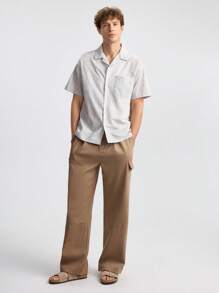 Ontre 2025 Sommer Herren Einfarbige Hose, einfach modisch, geeignet für Sommerurlaub, Boho, Urban Chic, Leinen Hose