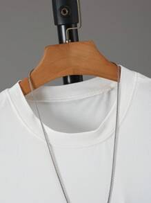 SHEIN 2 件套青少年男童拼色字母拼接圆领短袖 T 恤和 3D 字母户外休闲运动短裤夏季 - 藍白色 - 查看 3