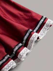 طقم ملابس داخلية تنكرية من الدانتيل للمقاسات الكبيرة - تنورة قصيرة وصدرية - متعدد الألوان - مشاهدة 4