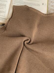 Blossori Young Girls French Elegant Brown Embroidered Knitted Set, Spring/Summer - Brown - View 6