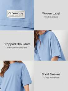 GLOWMODE 比马棉男女通用短袖圆领超大 T 恤日常休闲