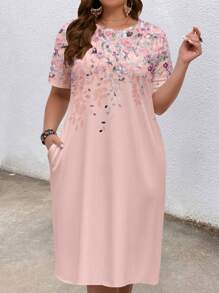 EMERY ROSE Vestido floral degradado elegante informal de talla grande, adecuado para primavera/verano