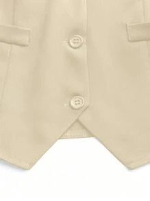 SHEIN Unity Chaleco de traje de unicolor minimalista casual - Albaricoque - Ver 4