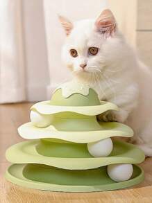 1pc Ice Cream Turntable Cat Toy ,Detachable Interactive Roller Track With Balls,Boredom Relief Enrichment Toy For Indoor Adult Cats, Training & Exercise Cat