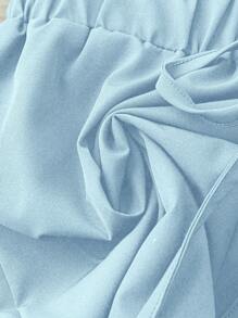 GlowEve 3pcs/Set Women Contrast Trim Camisole + Drawstring Shorts + Short Sleeve Jacket - Baby Blue - View 3