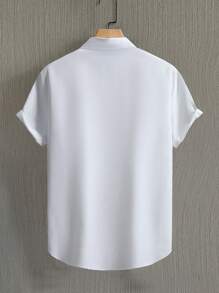 Manfinity Homme Men's Solid Color Short Sleeve Single-Breasted Pocket Casual Shirt - White - View 2