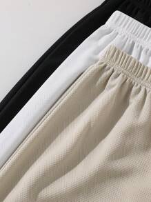 Compra 2 y lleva 3, set de 3 pantalones cortos deportivos y casuales para la escuela, cómodos, de moda, versátiles, suaves, con estampado de baloncesto y letras, adecuados para primavera y verano, para uso diario, exterior, escuela, calle, fiesta y hogar