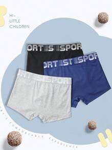 Shein Underwear&Sleepwear Basics 3 pezzi Boxer brief morbidi e comodi con patchwork di lettere per ragazzo pre-adolescente