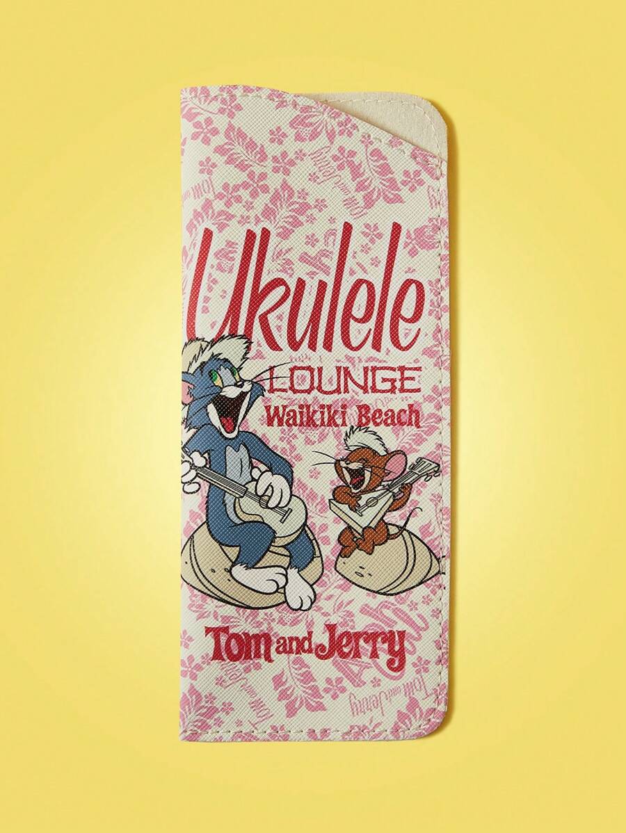 TOM & JERRY X SHEIN Retro Floral Pattern Cartoon Design Eyeglasses Case, Pink - Pink - View 1