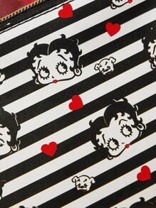 Betty Boop x SHEIN 3件套可爱化妆包、收纳包、旅行整理包、数码产品整理包、多功能收纳包，礼品之选，派对、节日、情人节适用