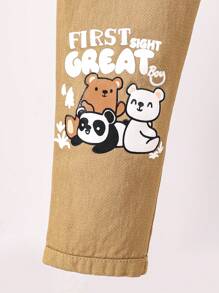 SHEIN Young Boy Cartoon Graphic Denim Shirt & Jeans Without Tee Denim Set For Kids