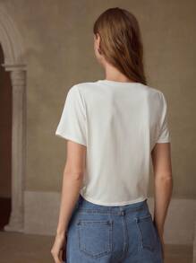 MOTF PREMIUM RHINESTONE KNOT HEM T-SHIRT - White - View 5