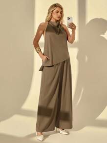 Auralis Trang phục mùa hè cỡ lớn cho phụ nữ Váy lễ Phục sinh cho phụ nữ Trang phục công sở thường ngày cho phụ nữ Trang phục công sở cho phụ nữ Trang phục đi nhà thờ cho phụ nữ Trang phục ăn trưa cho phụ nữ Phong cách quý tộc cũ Trang phục đi du ngoạn cho phụ nữ Trang phục đi biển cho phụ nữ Trang phục sân bay cho phụ nữ Áo yếm cổ cao màu trơn và quần ống rộng Bộ hai mảnh, Bộ hai mảnh đi nghỉ, - Cà phê nâu - Xem 3