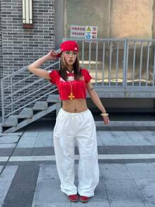 Coolane Kids Teen Girl Spring/Summer Basic Knit Comfortable White Wide Leg Sweatpants