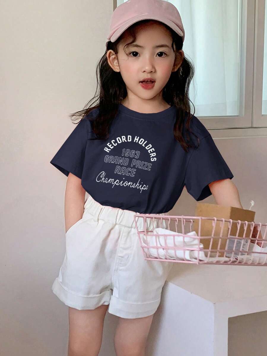 Dazy Kids 年轻女孩 T 恤，秋装 - 藏蓝色 - 查看 1