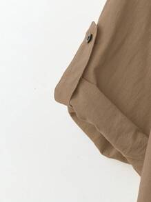 EMERY ROSE Linen Women Asymmetrical Hem Long Sleeve Shirt, Spring/Summer