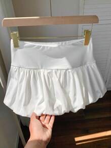 SHEIN EZwear Women's Solid Color Short Blossom Skirt